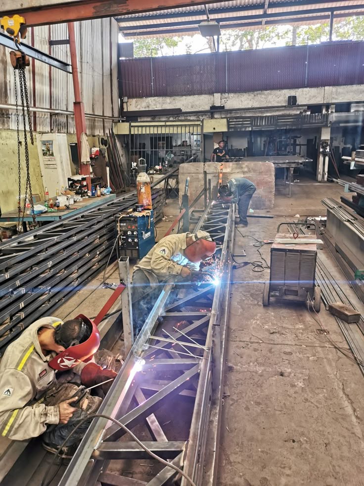 Industrial MIG welding process in action
